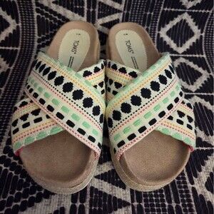 Toms Paloma Womens Platform Sandals Slides Espadrilles SZ 5 NWD